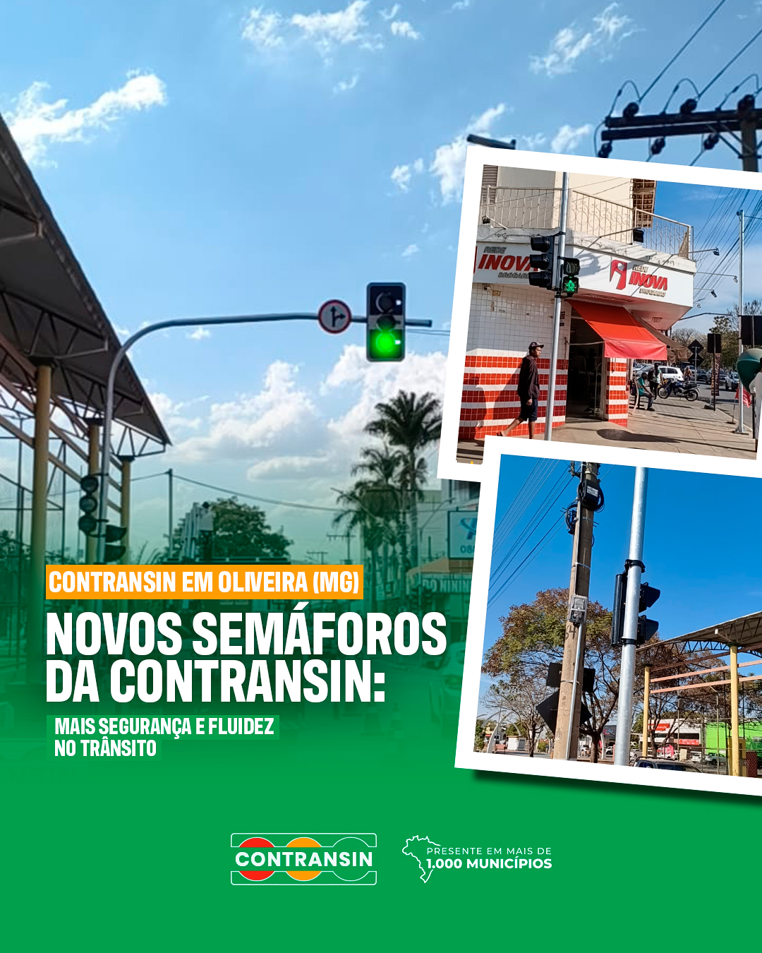 Novos semáforos instalados em Oliveira ampliam a segurança e a fluidez do trânsito