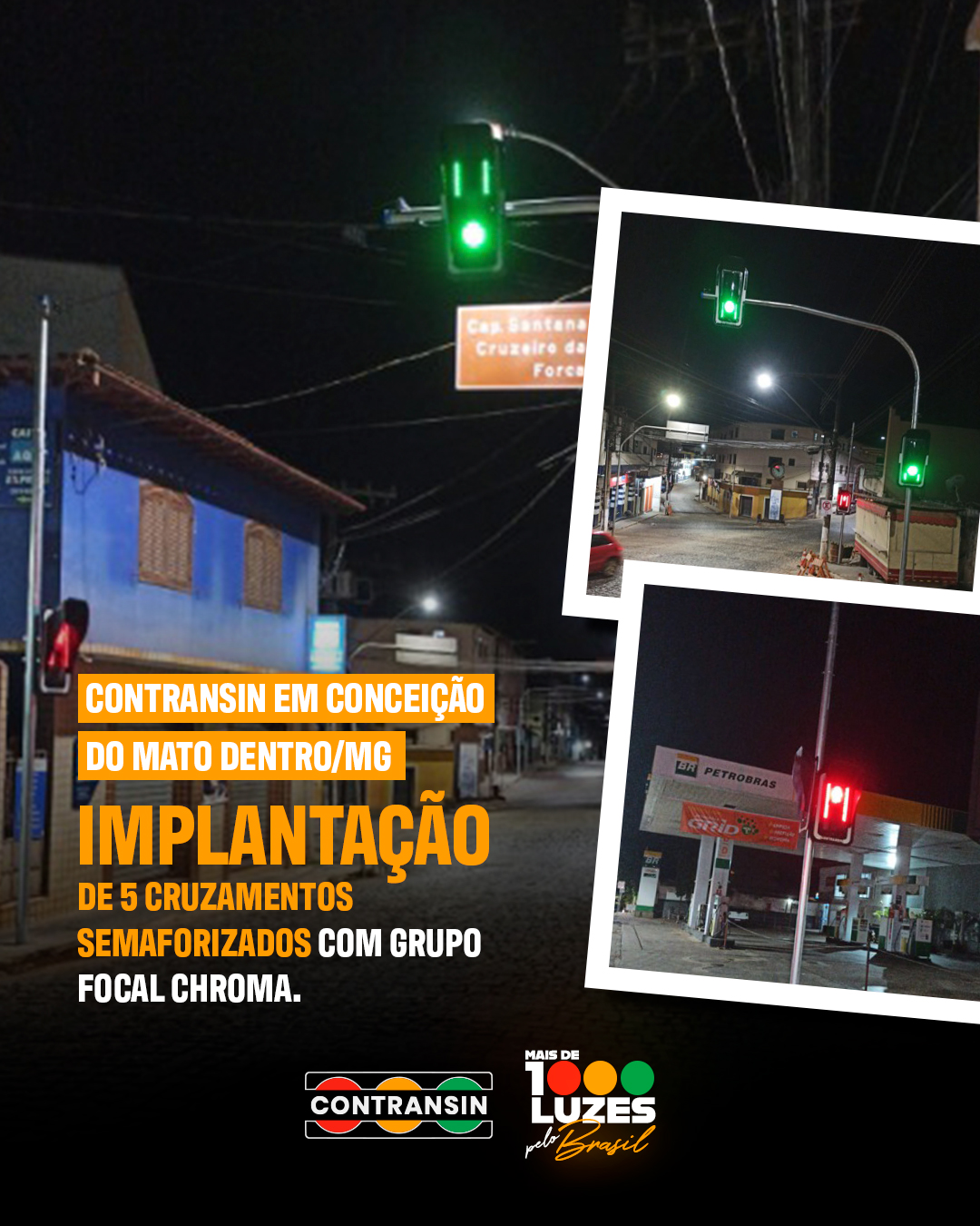 Conceição do Mato Dentro (MG) avança em segurança viária com novos cruzamentos semaforizados